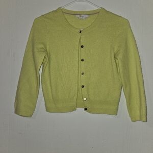 Boden Womens 100% Cashmere Cropped Cardigan Lime Green Multi Button K0012 XS